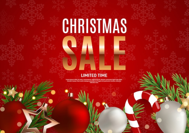 Christmas and New Year Sale Gift Voucher, Discount Coupon Template