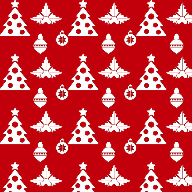 Vector christmas, new year seamless pattern, line illustration. vector icons of winter holiday pine tree