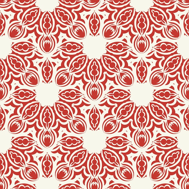 Christmas and New Year seamless pattern. Red and white fair isle pixel pattern in red and white with nordic snowflakes for winter hat, ugly sweater, jumper or other designs.