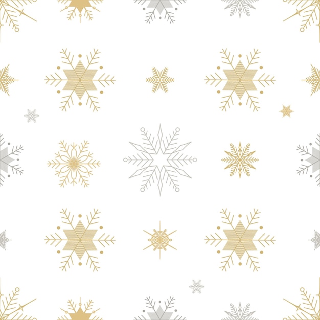 Vector christmas new year seamless pattern snowflakes line illustration