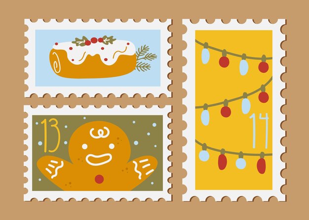 Christmas new year stamps cards