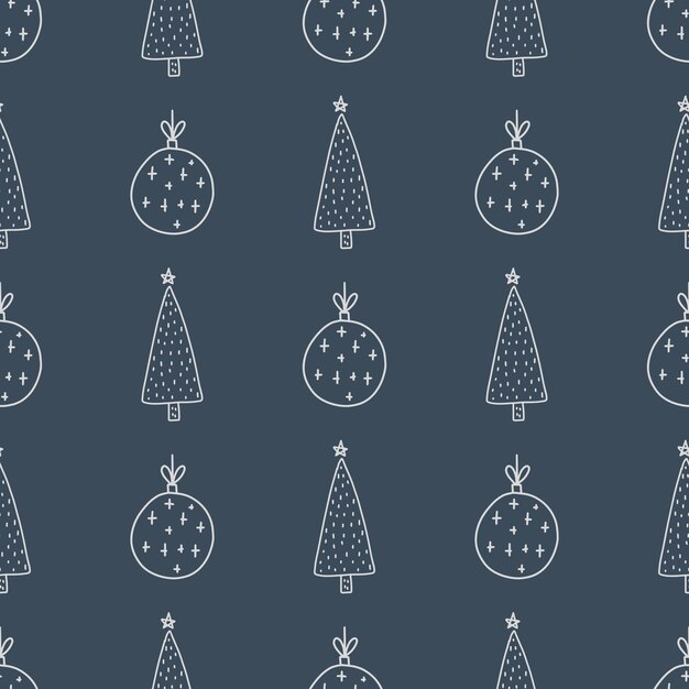 christmas and new year symbols tree seamless pattern. vector cute print. digital paper. design element.