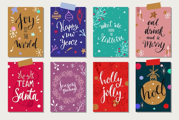 Vector christmas and new year tags and labels collection.