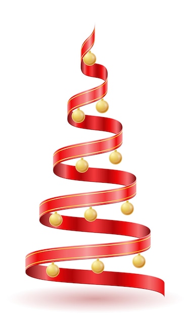 Vector christmas and new year tree made of red ribbons vector illustration