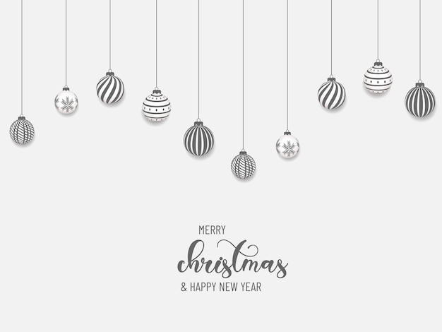 Christmas and New Year Typographical on white background with winter landscape  new year background