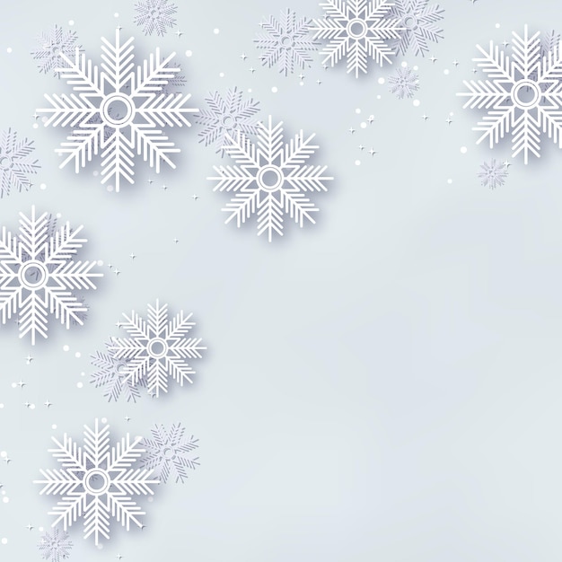 Premium Vector | Christmas and new year vector light blue background with  elegant cartoon snowflakes and stars