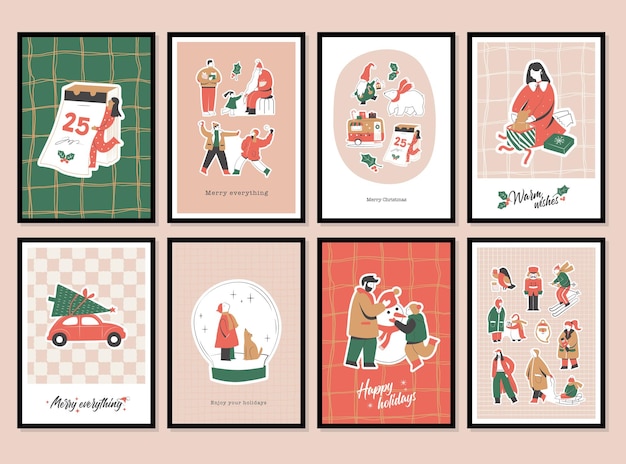 Vector christmas and new year vector print poster set