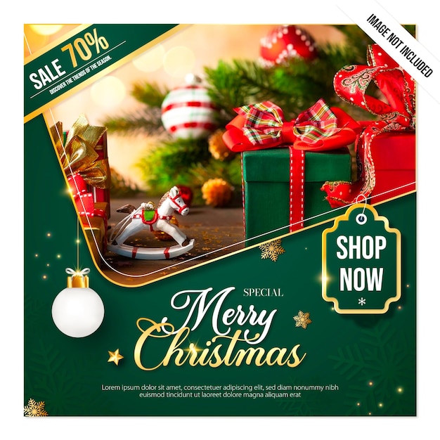 Christmas and new year with green promotion poster sale