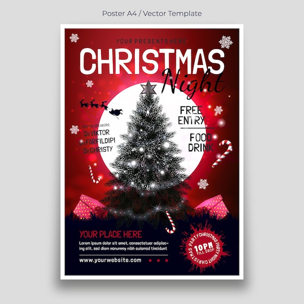 Vector christmas night poster template