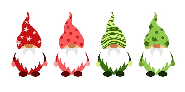 Vector christmas nordic gnomes collection