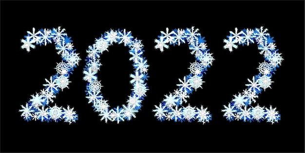 ベクトル クリスマス番号。明けましておめでとうございます2022年。数字は雪片です。ベクトルイラスト。