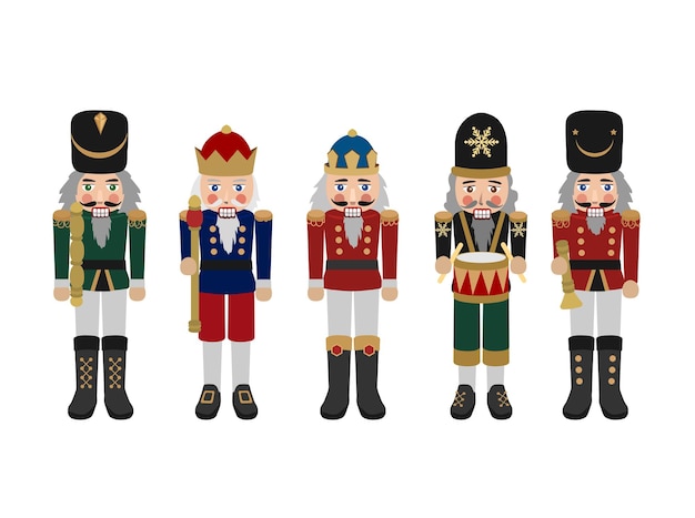 Vector christmas nutcracker toy soldier traditional figurine isolated on white background