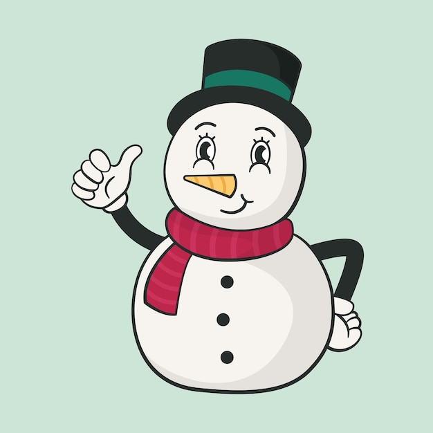 Christmas Object Retro Character Joyfull Snowman