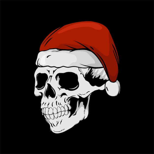 christmas object for tshirt with skull santa hat