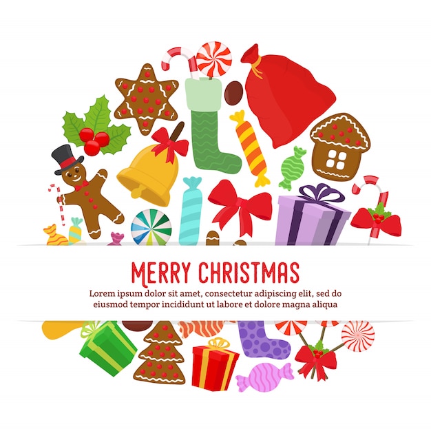 Christmas objects for poster, banner