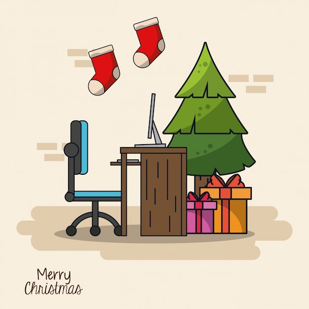 Christmas in the office illustration