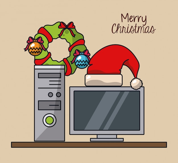 Vector christmas in the office illustration