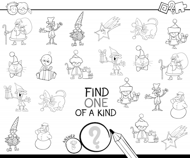 Vector christmas one of a kind game coloring book