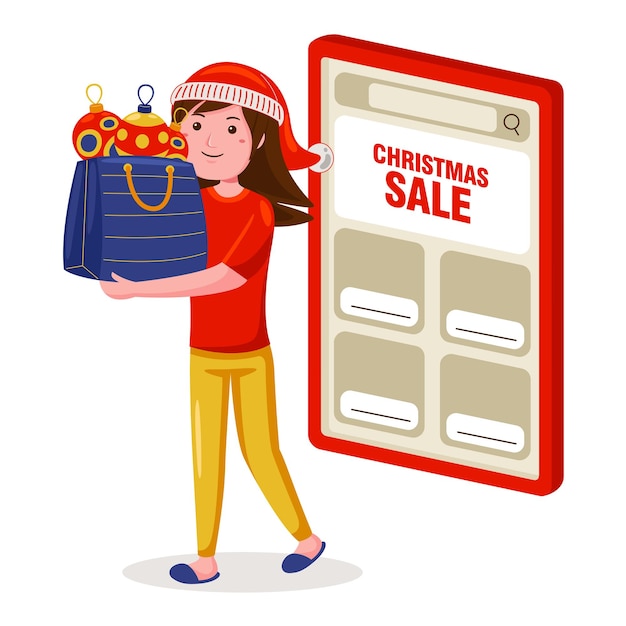 Christmas online shopping vector illustration