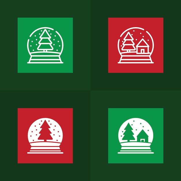 Christmas ornament collection in line and glyph style 15