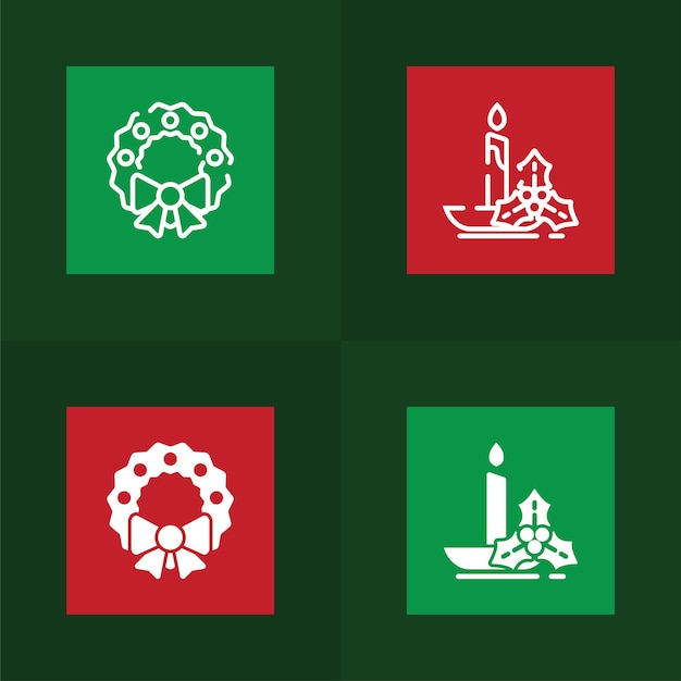 Christmas ornament collection in line and glyph style 8