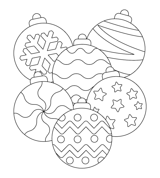 Vector christmas ornament coloring page illustration