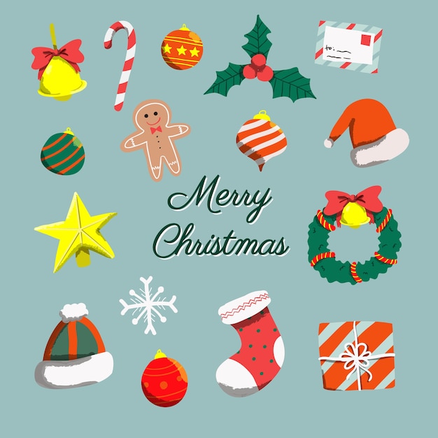 Vector christmas ornament decoration collection