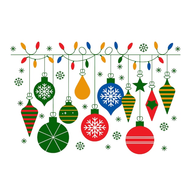 christmas ornaments festive icons red background christmas tree gift box candy cane stocking