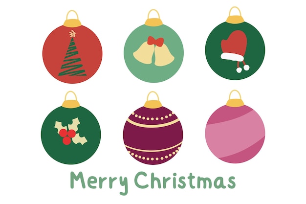 Christmas ornaments illustration for deco greeting invitation and card