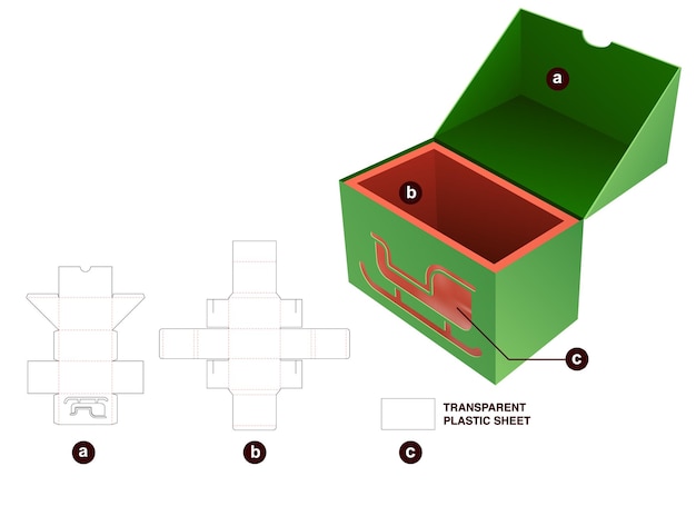 Christmas packaging box die cut template and 3D mockup