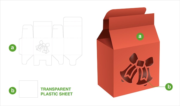 크리스마스 포장 상자 다이 컷 템플릿 및 3D 모형
