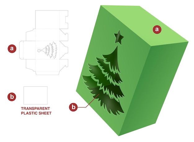 Christmas packaging die cut template and 3D mockup