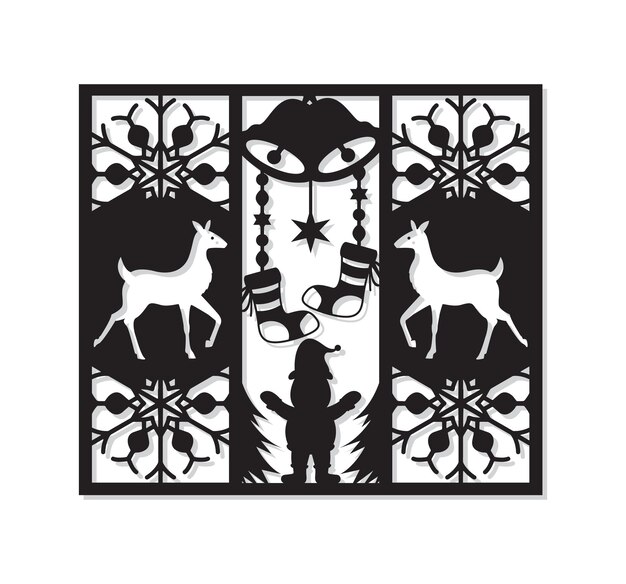 Vector christmas panel wall decor design