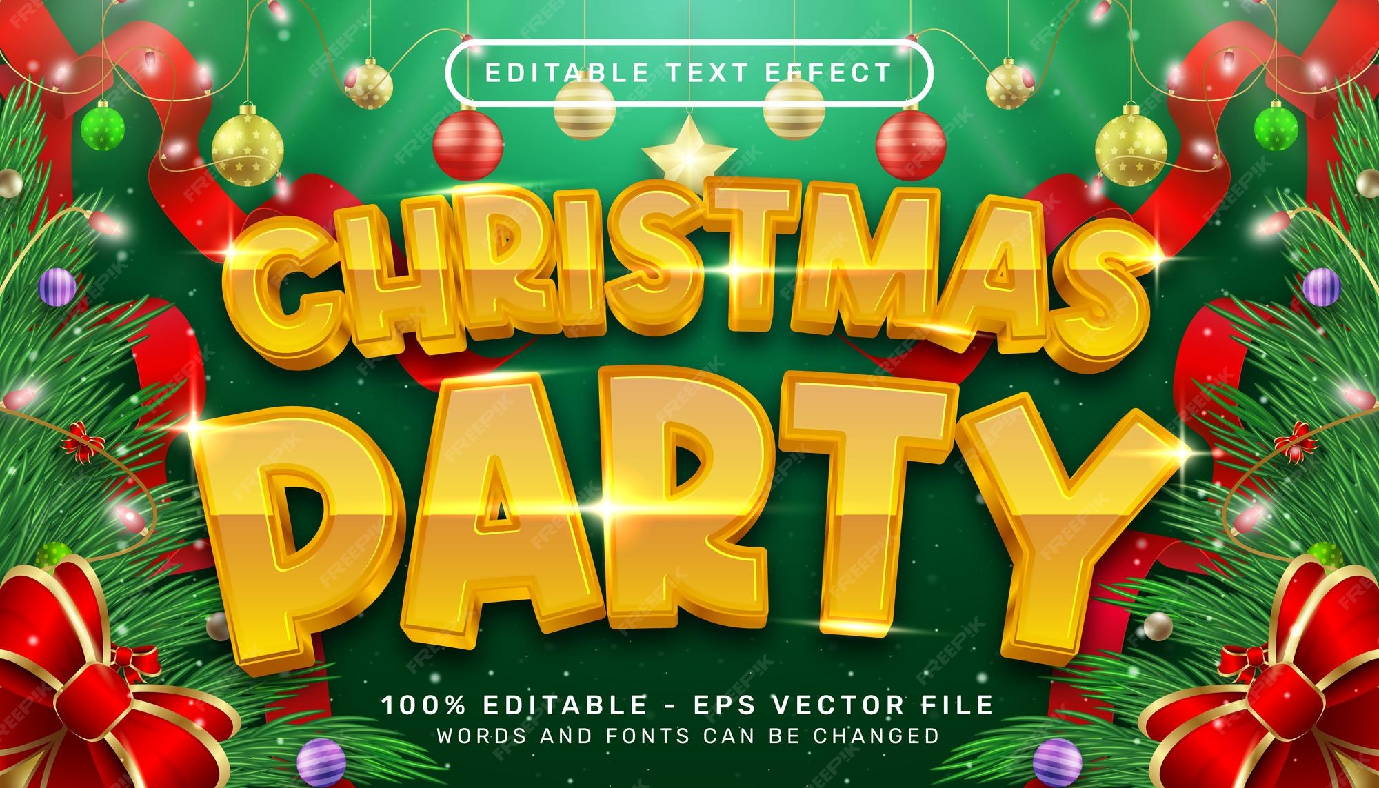 Premium Vector Christmas party 3d text effect and editable text