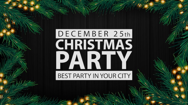 Christmas party, best party in your city, black poster with white letters