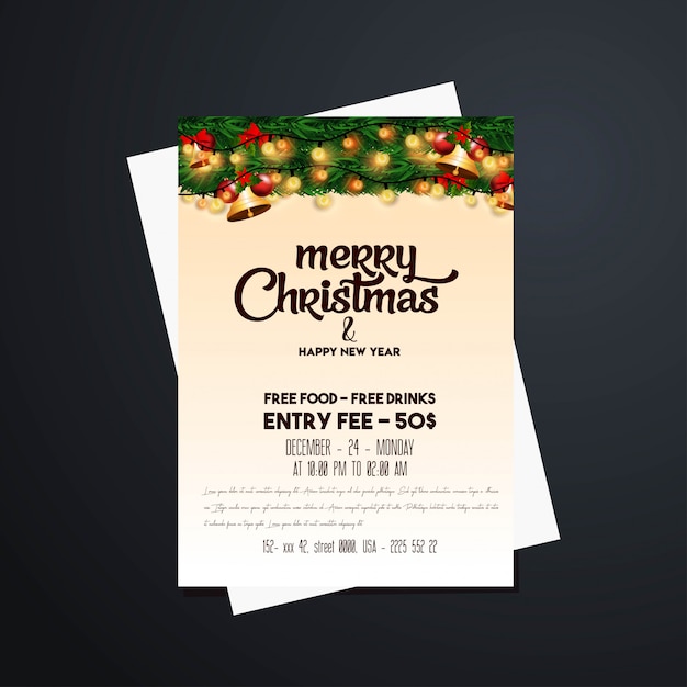 クリスマスパーティーのカードとポスター