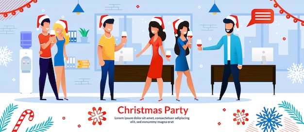 Vector christmas party in company office banner