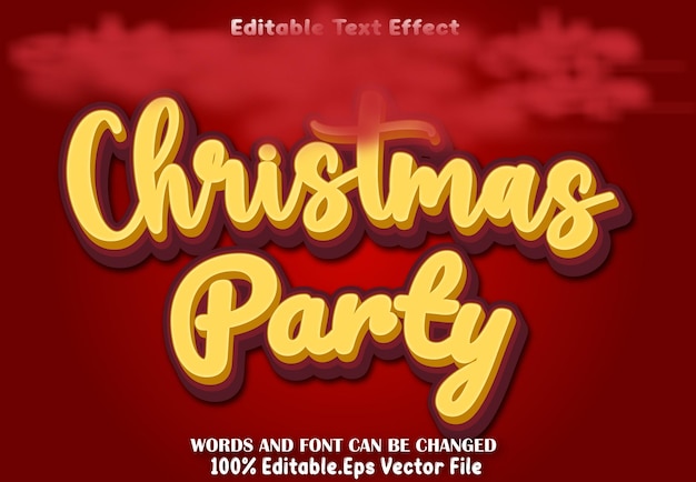 Vector christmas party editable text effect cartoon style