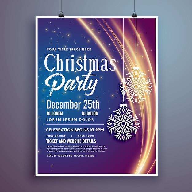 christmas party event invitation template design flyer