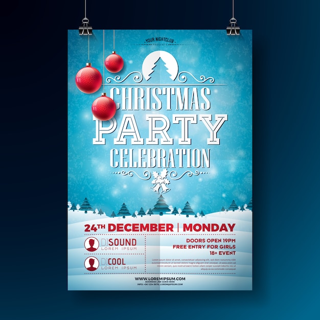 Vector christmas party flyer illustration