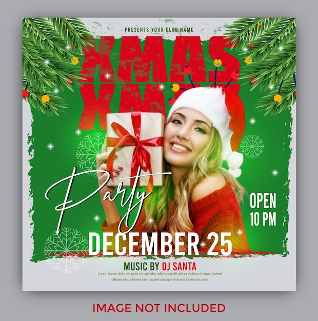Vector christmas party flyer and promotion social media post template