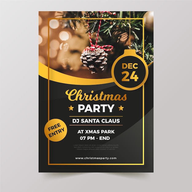 Christmas party flyer template with photo