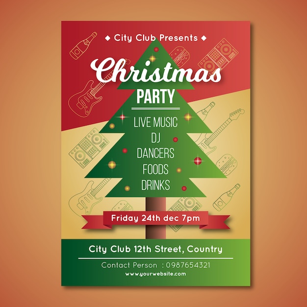 Vector christmas party flyer template