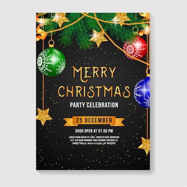 Christmas party flyer with background black