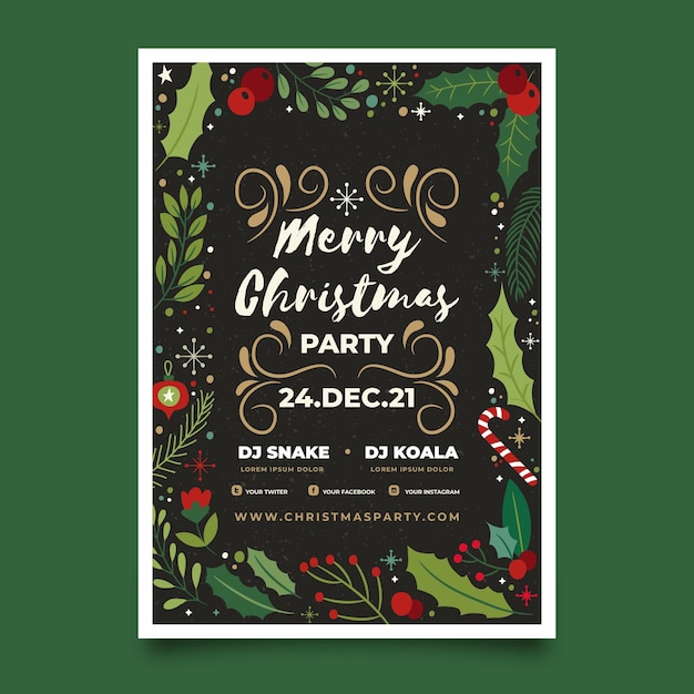 Christmas party flyer with drawn elements