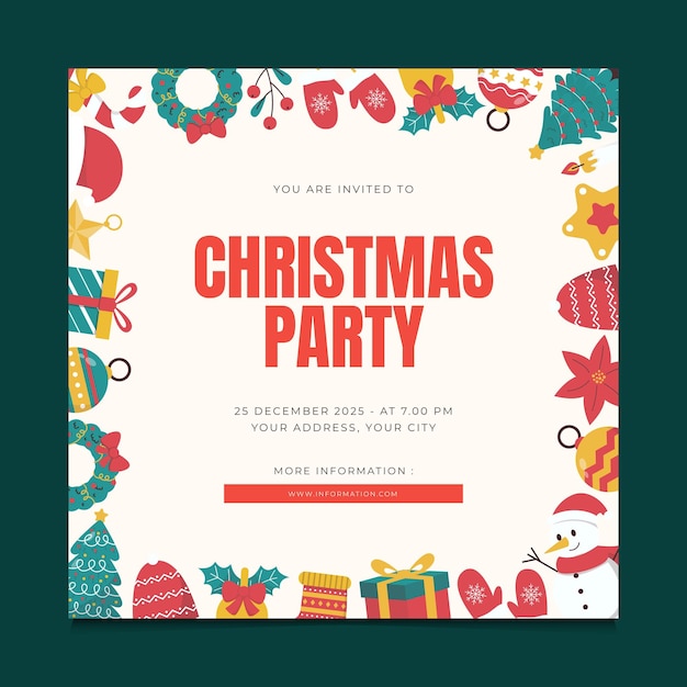 Premium Vector | Christmas party invitation card template