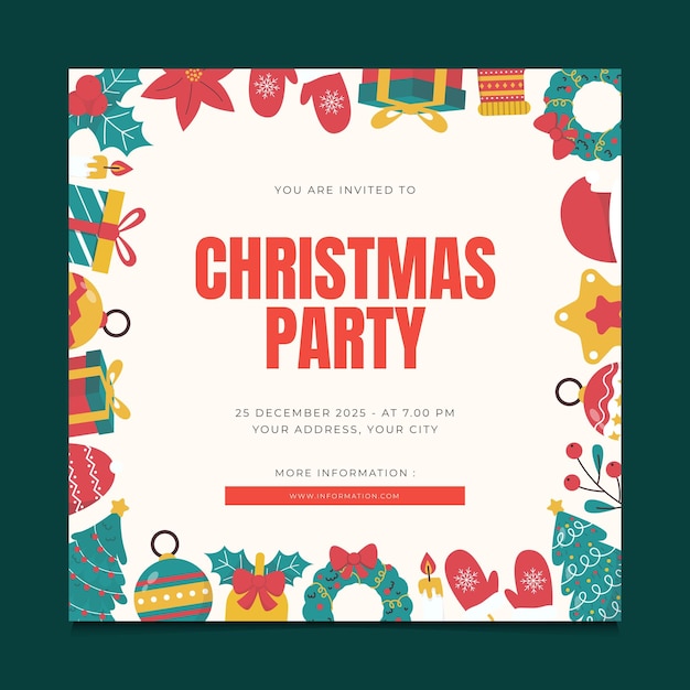 Christmas Party Invitation Card Template