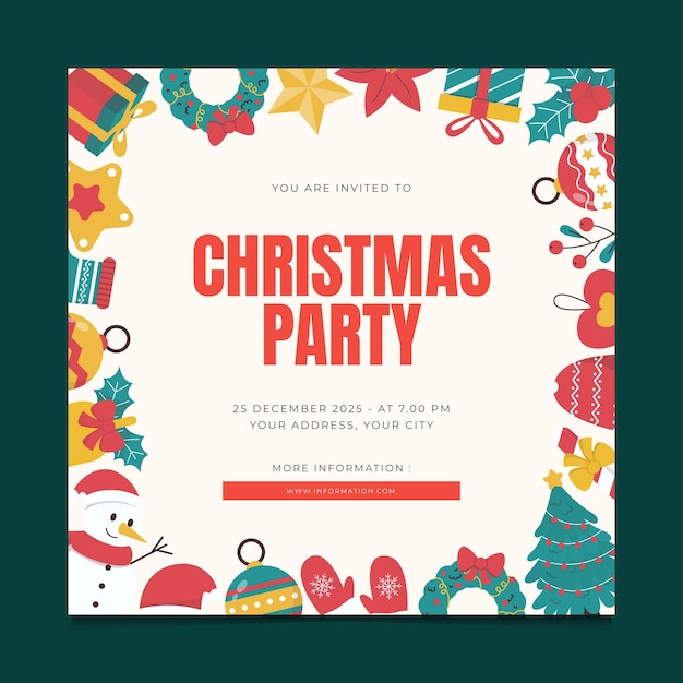 Vector christmas party invitation card template