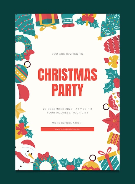 Christmas Party Invitation Card Template