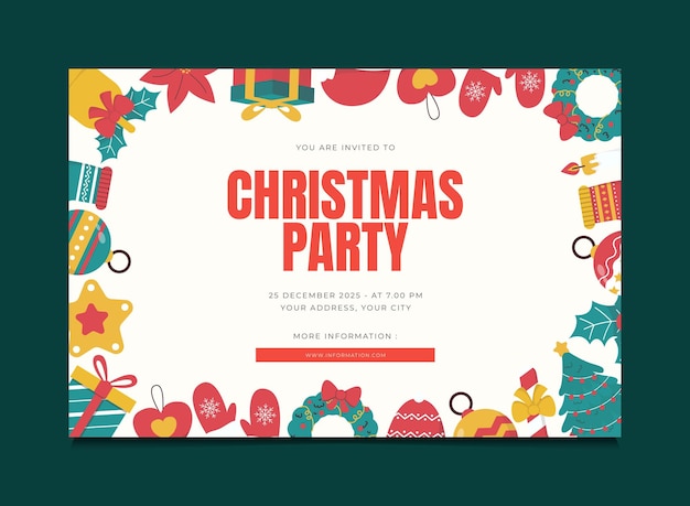 Christmas Party Invitation Card Template